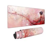 Mouse Mat, Large Gaming Mouse Pad, 700 x 300 mm Non-Slip Rubber Base Desk Pad with Water-Resistant Surface, Precision Control Computer Keyboard Mat for Office, PC, Laptop - (Red Clothed Woman) X-313