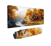 Mouse Mat, Large Gaming Mouse Pad, 700 x 300 mm Non-Slip Rubber Base Desk Pad with Water-Resistant Surface, Precision Control Computer Keyboard Mat for Gaming, Office, PC, Laptop - (Forest Cabin) X698