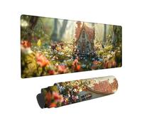 Mouse Mat, Large Gaming Mouse Pad, 700 x 300 mm Non-Slip Rubber Base Desk Pad with Water-Resistant Surface, Precision Control Computer Keyboard Mat for Office, PC, Laptop - (Cabin Scenery) X-820