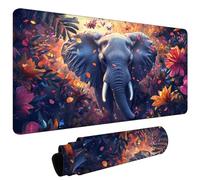 Mouse Mat, Large Gaming Mouse Pad 700x300x3mm Flowers Elephants XXL Desk Mat, Non-Slip Rubber Base, Stitched Edges, Water-Resistant Surface, Desk Pad Laptop Keyboard Mice Office Home, Foldable L#L1313