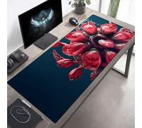Mouse Mat, Large Gaming Mouse Pad, 700x300x3mm Non-Slip Rubber Base Desk Pad with Water-Resistant Surface, Precision Control Computer Keyboard Mat for Gaming, Office Laptop Plant Red PjY9012 7-K
