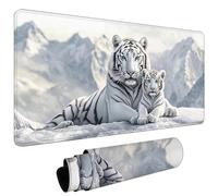 Mouse Mat, Large Gaming Mouse Pad 700x300x3mm Tigers Snow Mountains XXL Desk Mat, Non-Slip Rubber Base, Stitched Edges, Water-Resistant Surface, Desk Pad for Laptop Keyboard Mice Office Home L#L1333