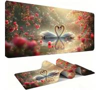 Mouse Mat,Large Gaming Mouse Pad 700x300x3mm,XXL Mousepad,Desk Mat, Improved Precision and Speed, Rubber Base for Stable Grip on Smooth Surfaces, Table Pad, Office Gaming Room, lake Le Cygne w0w-1131