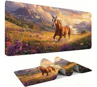 Mouse Mat,Large Gaming Mouse Pad 700x300x3mm,XXL Mousepad,Desk Mat, Improved Precision and Speed, Rubber Base for Stable Grip on Smooth Surfaces, Table Pad, Gaming Room, grassland Cheval w0w-1086