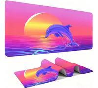 Mouse Mat,Large Gaming Mouse Pad 700x300x3mm,XXL Mousepad,Desk Mat, Improved Precision and Speed, Rubber Base for Stable Grip on Smooth Surfaces, Table Pad, Gaming, dolphin Coucher de soleil 1 w0w-957
