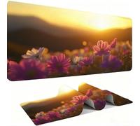 Mouse Mat,Large Gaming Mouse Pad 700x300x3mm,XXL Mousepad,Desk Mat, Improved Precision and Speed, Rubber Base for Stable Grip on Smooth Surfaces, Table Pad, Gaming, flower Coucher de soleil 2 w0w-557