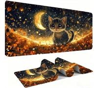 Mouse Mat,Large Gaming Mouse Pad 700x300x3mm,XXL Mousepad,Desk Mat, Improved Precision and Speed, Rubber Base for Stable Grip on Smooth Surfaces, Table Pad, for Office Gaming Room, moon chat w0w-111