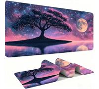 Mouse Mat,Large Gaming Mouse Pad 700x300x3mm,XXL Mousepad,Desk Mat, Improved Precision and Speed, Rubber Base for Stable Grip on Smooth Surfaces, Table Pad, Gaming Room, moon Le grand arbre w0w-69