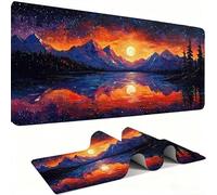 Mouse Mat,Large Gaming Mouse Pad 700x300x3mm,XXL Mousepad,Desk Mat, Improved Precision and Speed, Rubber Base for Stable Grip on Smooth Surfaces, Table Pad, Gaming, starry sky Coucher de soleil w0w125