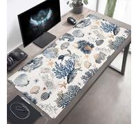 Mouse Mat, Large Gaming Mouse Pad, 80 x 30cm Non-Slip Rubber Base Desk Pad with Water-Resistant Surface, Precision Control Computer Keyboard Mat for Gaming, Office Laptop Shell Blue PjY7649 S-Q