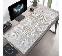 Mouse Mat, Large Gaming Mouse Pad, 80 x 30cm Non-Slip Rubber Base Desk Pad with Water-Resistant Surface, Precision Control Computer Keyboard Mat for Gaming, Office Laptop Flowers White PjY2862 F-6