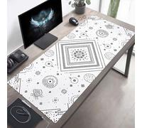 Mouse Mat, Large Gaming Mouse Pad, 80 x 30cm Non-Slip Rubber Base Desk Pad with Water-Resistant Surface, Precision Control Computer Keyboard Mat for Gaming, Office Laptop Simple Beige PjY9104 0-5
