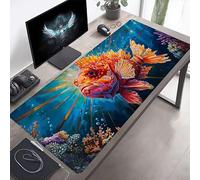 Mouse Mat, Large Gaming Mouse Pad, 80 x 30cm Non-Slip Rubber Base Desk Pad with Water-Resistant Surface, Precision Control Computer Keyboard Mat for Gaming Laptop Marine Life Orange Color PjY8457 A-S