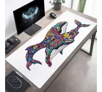 Mouse Mat, Large Gaming Mouse Pad, 80 x 30cm Non-Slip Rubber Base Desk Pad with Water-Resistant Surface, Precision Control Computer Keyboard Mat for Gaming, Office Laptop Whale Colorful PjY4882 1-2