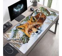 Mouse Mat, Large Gaming Mouse Pad, 80 x 40cm Non-Slip Rubber Base Desk Pad with Water-Resistant Surface, Precision Control Computer Keyboard Mat for Gaming, Office Laptop Fox Brown PjY1065 4-K