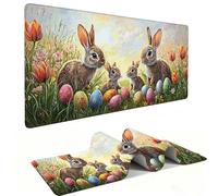 Mouse Mat | Large Gaming Mouse Pad 800 x 400 x 3mm| XXL Gaming Desk Mat | Improved Precision and Speed | Rubber Base for Stable Grip on Smooth Surfaces | Keyboard Mats| Rabbit Easter Egg v-1145