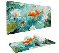 Mouse Mat | Large Gaming Mouse Pad 800 x 400 x 3mm| XXL Gaming Mousepad | Desk Mat | Improved Precision and Speed | Rubber Base for Stable Grip on Smooth Surfaces | Keyboard Mats| Lotus Carp v-379