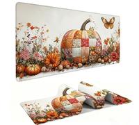 Mouse Mat | Large Gaming Mouse Pad 800 x 400 x 3mm| XXL Gaming Mousepad | Desk Mat | Improved Precision and Speed | Rubber Base for Stable Grip on Smooth Surfaces | Keyboard Mats| Pumpkin Flowers v858