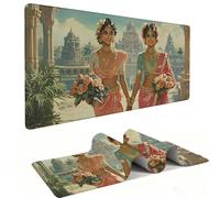 Mouse Mat | Large Gaming Mouse Pad 800 x 400 x 3mm| XXL Gaming Mousepad | Desk Mat | Improved Precision and Speed | Rubber Base for Stable Grip on Smooth Surfaces | Keyboard Mats| Indian Women v-1301