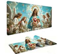 Mouse Mat | Large Gaming Mouse Pad 800 x 400 x 3mm| XXL Gaming Mousepad | Desk Mat | Improved Precision and Speed | Rubber Base for Stable Grip on Smooth Surfaces | Keyboard Mats| Jesus Child v-1285