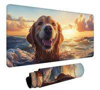 Mouse Mat, Large Gaming Mouse Pad 800x400x3mm Golden Retriever In The Lake XXL Desk Mat, Non-Slip Rubber Base, Stitched Edges, Water-Resistant Surface, Desk Pad for Laptop Keyboard Office Home L#L1709