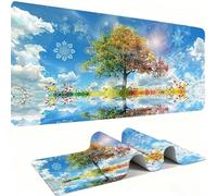 Mouse Mat,Large Gaming Mouse Pad 800x400x3mm,XXL Mousepad,Desk Mat, Improved Precision and Speed, Rubber Base for Stable Grip on Smooth Surfaces, Table Pad, Gaming, Four Seasons Tree paysage w0w-150