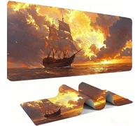 Mouse Mat,Large Gaming Mouse Pad 800x400x3mm,XXL Mousepad,Desk Mat, Improved Precision and Speed, Rubber Base for Stable Grip on Smooth Surfaces, Table Pad, Gaming, sailboat Coucher de soleil 1 w0w885