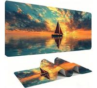 Mouse Mat,Large Gaming Mouse Pad 800x400x3mm,XXL Mousepad,Desk Mat, Improved Precision and Speed, Rubber Base for Stable Grip on Smooth Surfaces, Table Pad, Gaming, sailboat Coucher de soleil w0w-884