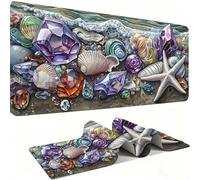 Mouse Mat,Large Gaming Mouse Pad 800x400x3mm,XXL Mousepad,Desk Mat, Improved Precision and Speed, Rubber Base for Stable Grip on Smooth Surfaces, Table Pad, Gaming Room, shell Plage de sable 1 w0w1076