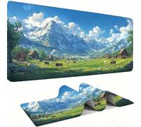 Mouse Mat,Large Gaming Mouse Pad 800x400x3mm,XXL Mousepad,Desk Mat, Improved Precision and Speed, Rubber Base for Stable Grip on Smooth Surfaces, Table Pad, Gaming Room, snow mountain Prairie w0w-92