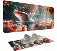 Mouse Mat,Large Gaming Mouse Pad 800x400x3mm,XXL Mousepad,Desk Mat, Improved Precision and Speed, Rubber Base for Stable Grip on Smooth Surfaces, Table Pad, Office Gaming Room, lotus Le Cygne w0w-1140