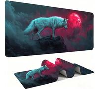 Mouse Mat,Large Gaming Mouse Pad 800x400x3mm,XXL Mousepad,Desk Mat, Improved Precision and Speed, Rubber Base for Stable Grip on Smooth Surfaces, Table Pad, Gaming Room, wolf Coucher de soleil w0w-297