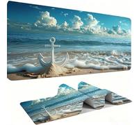 Mouse Mat,Large Gaming Mouse Pad 800x400x3mm,XXL Mousepad,Desk Mat, Improved Precision and Speed, Rubber Base for Stable Grip on Smooth Surfaces, Table Pad, Gaming Room, anchor Plage de sable w0w-1247