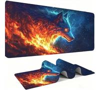 Mouse Mat,Large Gaming Mouse Pad 800x400x3mm,XXL Mousepad,Desk Mat, Improved Precision and Speed, Rubber Base for Stable Grip on Smooth Surfaces, Table Pad, for Office Gaming Room, fire Le loup w0w627