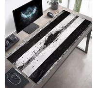 Mouse Mat, Large Gaming Mouse Pad, 90 x 40cm Non-Slip Rubber Base Desk Pad with Water-Resistant Surface, Precision Control Computer Keyboard Mat for Gaming, Office Laptop Stripe Black PjY8237 9-L