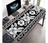 Mouse Mat, Large Gaming Mouse Pad, 90 x 40cm Non-Slip Rubber Base Desk Pad with Water-Resistant Surface, Precision Control Computer Keyboard Mat for Gaming Laptop Flowers Black and White PjY8277 9-6