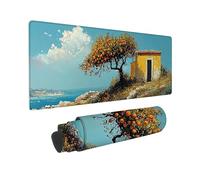 Mouse Mat, Large Gaming Mouse Pad, 900 x 300 mm Non-Slip Rubber Base Desk Pad with Water-Resistant Surface, Precision Control Computer Keyboard Mat for Office, PC, Laptop - (Cabin Scenery) X-822