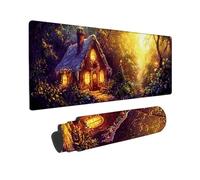 Mouse Mat, Large Gaming Mouse Pad, 900 x 300 mm Non-Slip Rubber Base Desk Pad with Water-Resistant Surface, Precision Control Computer Keyboard Mat for Gaming, Office, PC, Laptop - (Forest Cabin) X699