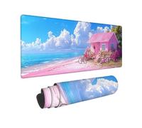 Mouse Mat, Large Gaming Mouse Pad, 900 x 300 mm Non-Slip Rubber Base Desk Pad with Water-Resistant Surface, Precision Control Computer Keyboard Mat for Office, PC, Laptop - (Sea View Cabin) X-267