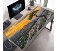 Mouse Mat, Large Gaming Mouse Pad, 900x400x3mm Non-Slip Rubber Base Desk Pad with Water-Resistant Surface, Precision Control Computer Keyboard Mat for Gaming, Office Laptop Pine Yellow PjY3844 A-I