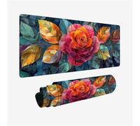 Mouse Mat Leaves Mouse Pad Large 1000x400mm, Desk Mat Rose Mousepad, Desk Pad with Non-Slip Base, Extended Waterproof Mousemat, Stitched Edges Keyboard Matt, Office Accessories, Gifts for Women H2-551
