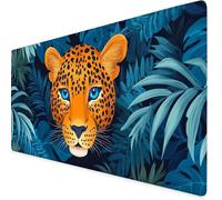 Mouse Mat Leopard Mouse Pad Yellow Gaming Desk Mat Large 600x300x3mm, Non-Slip Rubber Base, Waterproof Surface, Stitched Edges, Pretty Cute Mousepad for Office and Home Laptop, Desk Accessories K7-647