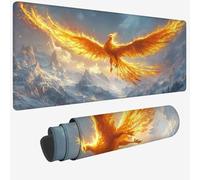 Mouse Mat Light Gray Mouse Pad Large 23.6x11.8x0.12 XXL Waterproof Desk Matt with Stitched Edges and Non-Slip Rubber Base, Extended Gaming Mousemat Phoenix Keyboard Mat, Gaming Office Desk Decor W-796