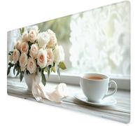 Mouse Mat Light Pink Mouse Pad Rose Gaming Desk Mat Large 1200x600x3mm, Non-Slip Rubber Base, Waterproof Surface, Stitched Edges, Pretty Mousepad for Office and Home Laptop, Desk Accessories K7-555