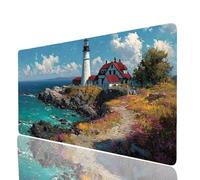 Mouse Mat Lighthouse Large Gaming Mouse Pad 28x12x0.12In, Desk Mat Large as Mousepad for Laptop Desktop Pc Gaming Keyboard Improve Accuracy and Speed, Sea Mousemat for Desk Decor Gifts Model-5578