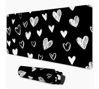Mouse Mat Love Gaming Mouse Pad xxl 600x400 mm non Slip Desk Mat, Black Extended Large Mousepad Waterproof & Stitched Edges Mouse and Keyboard Mat for Home, Office, Gaming Room 24x16 inch 3Y-204