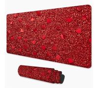 Mouse Mat Love Gaming Mouse Pad xxl 600x400 mm non Slip Desk Mat, Red Extended Large Mousepad Waterproof & Stitched Edges Mouse and Keyboard Mat for Home, Office, Gaming Room 24x16 inch 3Y-1496