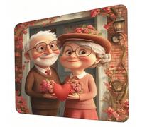 Mouse Mat, Love Mouse Pad, Washable Small Mousepad Elder Mousemat with Non-Slip Base Computer Gaming Mousepad Portable Office Desk Accessories for Laptop Working Studying Gaming, 340 x 280 x 3mm J0-2