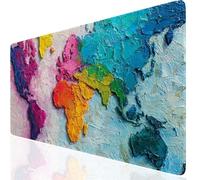 Mouse Mat Map 600x400x3mm Washable Large Mouse Pad Blue, Desk Mat Non-Slip Rubber Base Stitched Edge-Smooth Cloth Surface, Waterproof Laptop Desk Pad for Office, Work, MacBook, PC, Home, Gifts UK-455