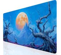 Mouse Mat Moon 1000x400x3mm Washable Large Mouse Pad Blue, Desk Mat Non-Slip Rubber Base Stitched Edge-Smooth Cloth Surface, Waterproof Laptop Desk Pad for Office, Work, MacBook, PC, Home UK-7799